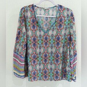 Sundance BohoV Neck Bell Sleeve Top Shabby Chic Tassel Lightweight western